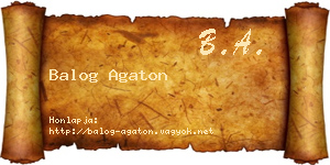Balog Agaton névjegykártya